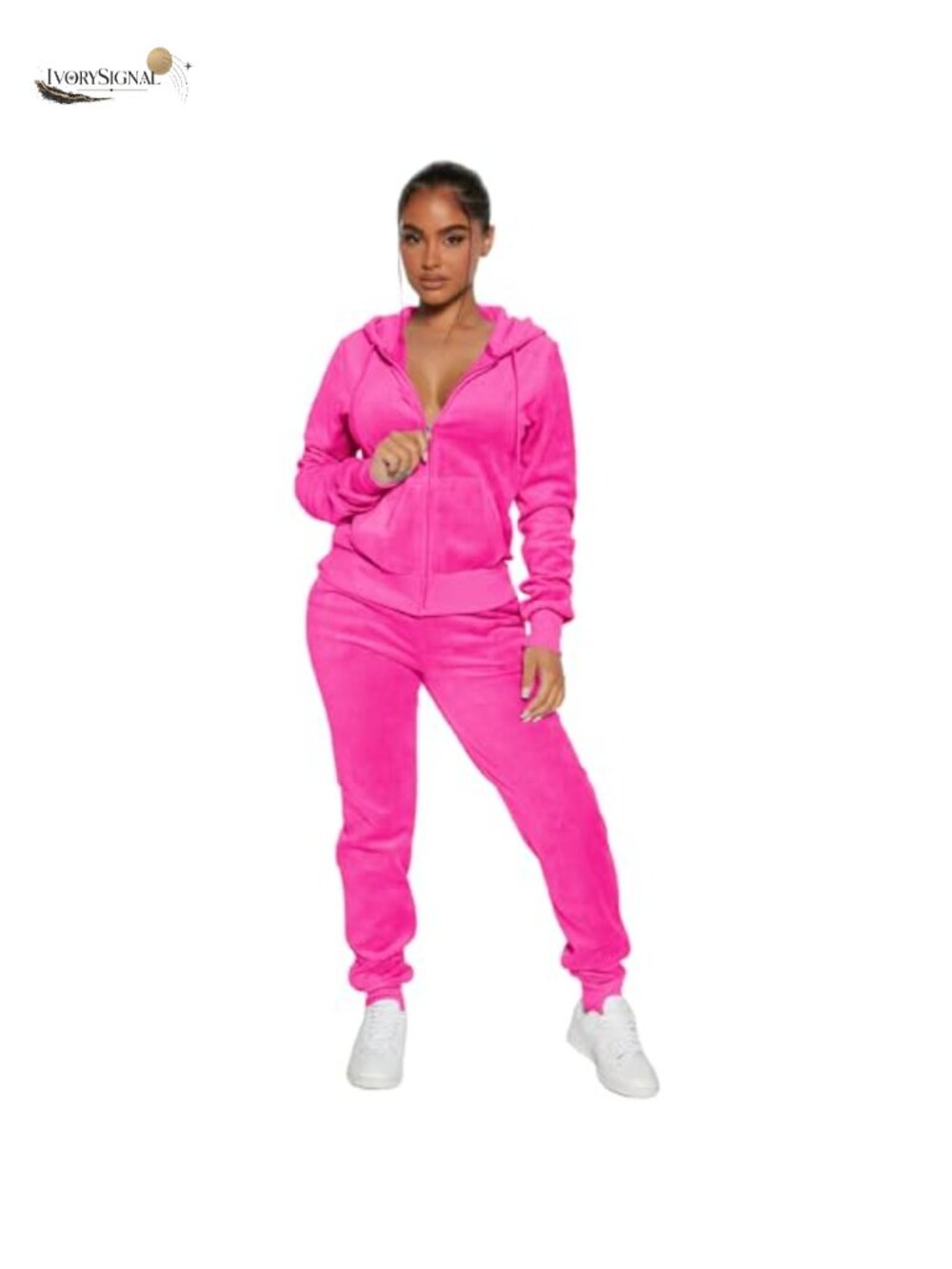 2 Piece Y2K Velour Tracksuit Lounge Set, Zip Cropped Hoodie & Jogger Pants